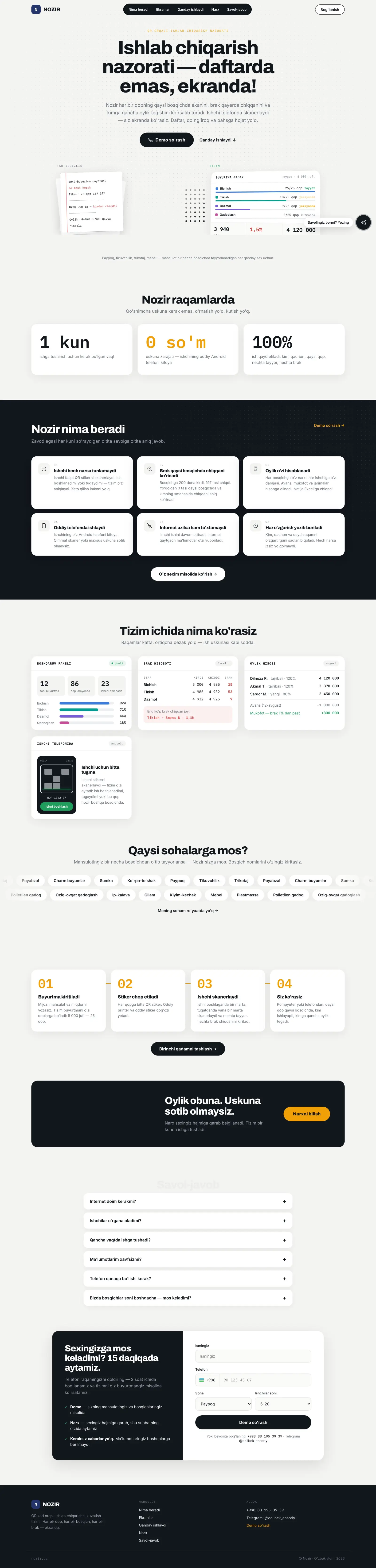 Nozir — loyiha ekrani